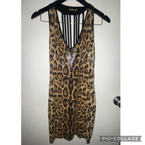 Leopard Print Sequin Dress